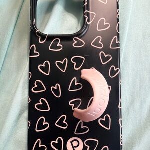 Loopy Case iPhone 14 Pro Left-Handed Midnight Hearts Authentic Black Pink